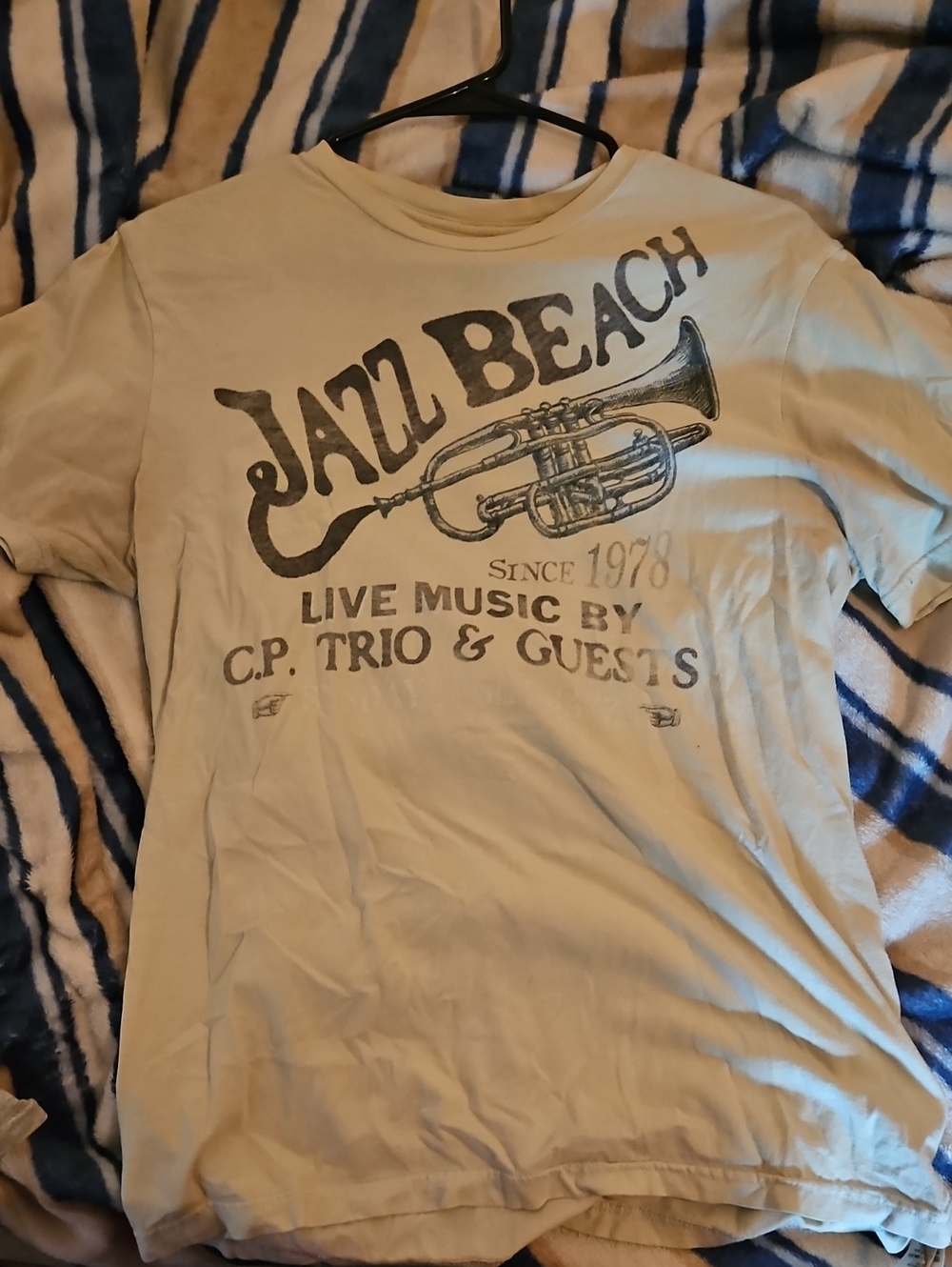 Chaps Cream Graphic 'Jazz Beach' Short Sleeve Tee